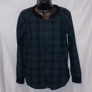 Hawthorne Plaid Bomber Black, blue, green Jacket Size M